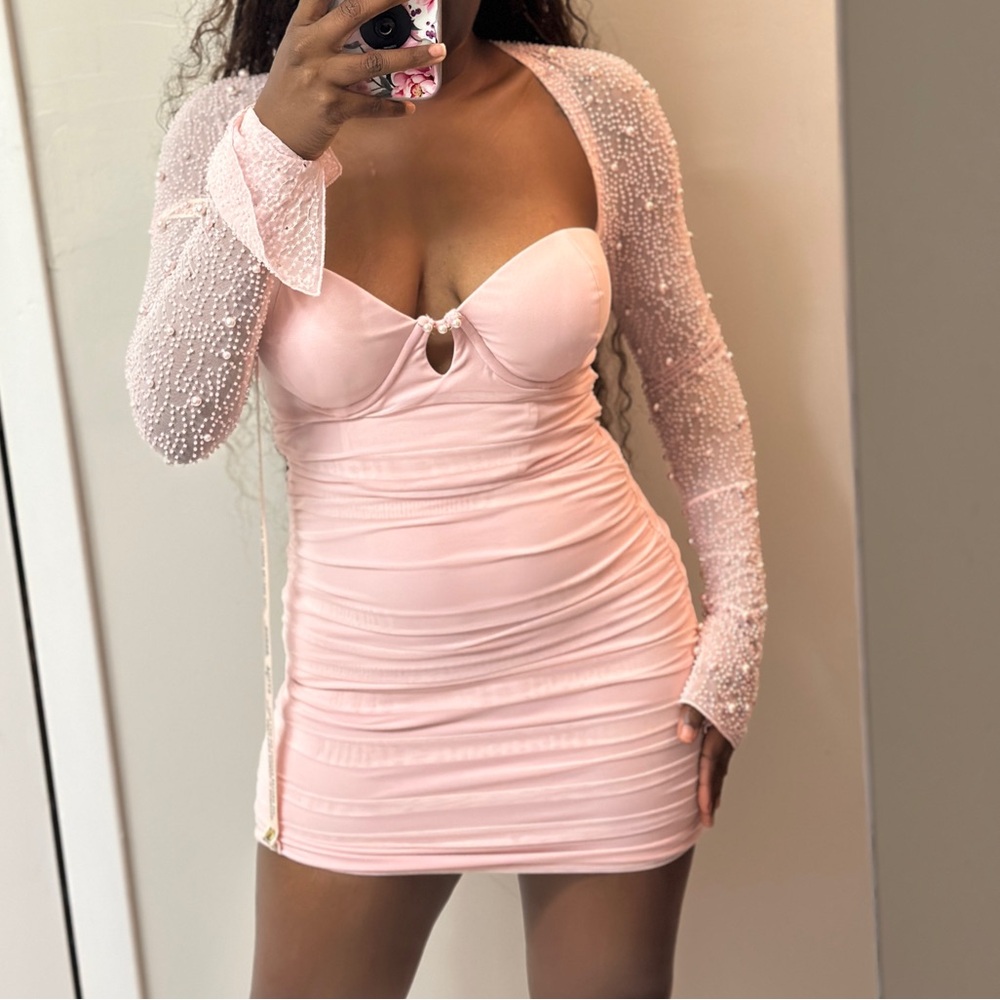Oh Polly Pink Pearl Mini Dress - Picture 13 of 16